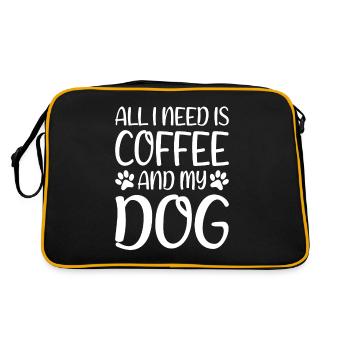 Lustig Alles, was ich brauche, ist Kaffee und mein Hund Design - Retro Tasche - Schwarz/Gold - Hinten