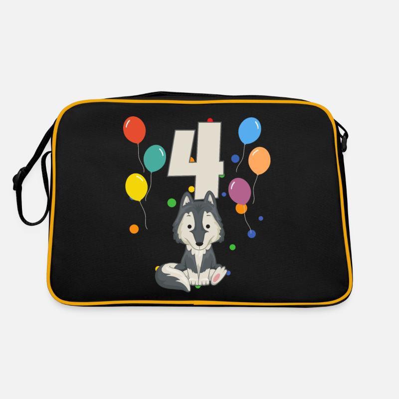 4 anniversaire anniversaire d’enfant 4 ans Loup Sac Retro