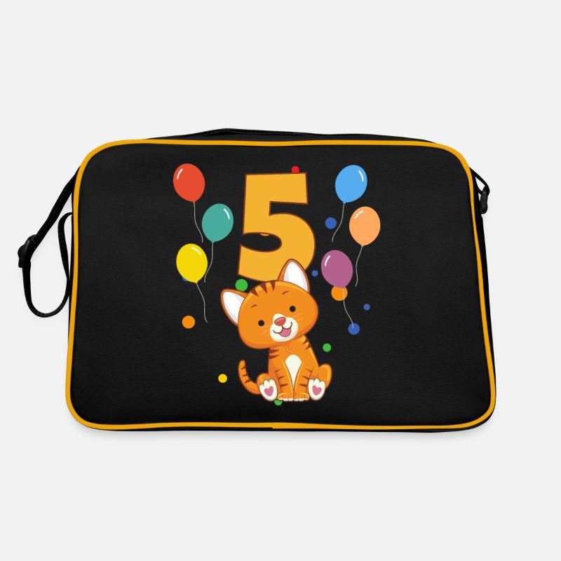 5 anniversaire anniversaire d’enfant 5 ans chat Sac Retro