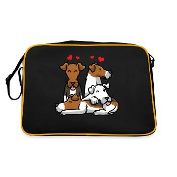 Foxterrier Drahthaar - Retro Tasche - Schwarz/Gold - Hinten