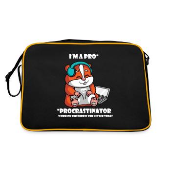 I am Pro Procrastinator Hamster working tomorrow - Retro Tasche - Schwarz/Gold - Hinten