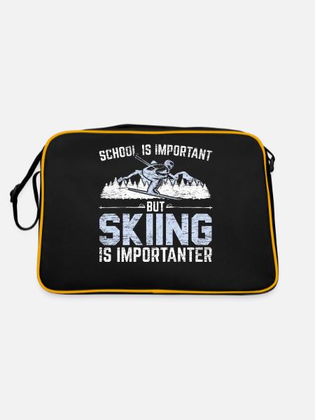 School is important Skiing is more important - Retro Bag - black/gold - Back