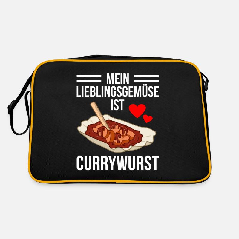 Currywurst - Retro Tasche - Schwarz/Gold
