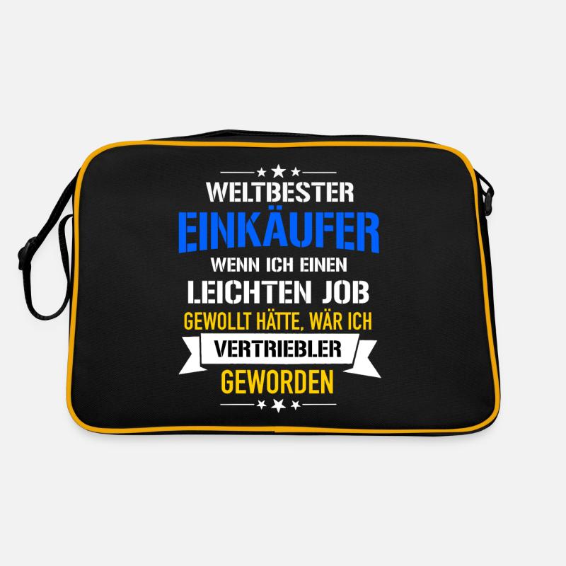 Lustiger Spruch Weltbester Einkäufer Vertriebler - Retro Tasche - Schwarz/Gold