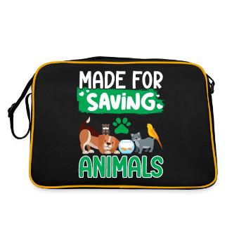 Tiere Retten Ist Mein Ding Tierarzt - Retro Tasche - Schwarz/Gold - Hinten