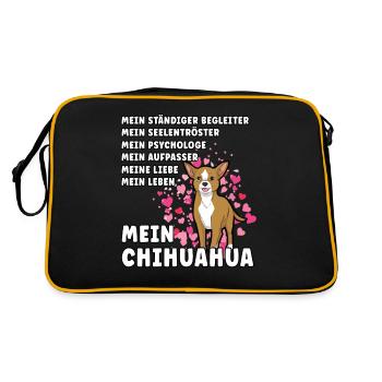Mein Chihuahua Hundehalter Hundeliebhaber - Retro Tasche - Schwarz/Gold - Hinten