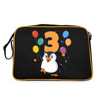 3rd Birthday Children's Birthday 3 Years Penguin - Retro Bag - black/gold - Back