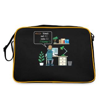 Eat Code Sleep | Funny Coder Programmer - Retro Bag - black/gold - Back