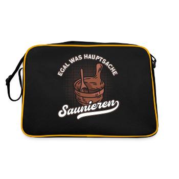Saunameister Sauna Sauna Aufguss Geschenk - Retro Tasche - Schwarz/Gold - Hinten
