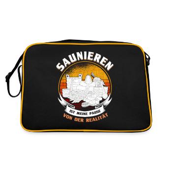 Saunameister Sauna Aufguss Sauna Geschenk - Retro Tasche - Schwarz/Gold - Hinten