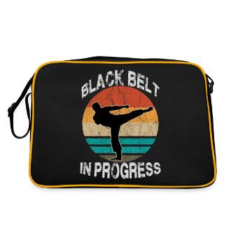Kultiges Vintage Karate Motiv Karate Training - Retro Tasche - Schwarz/Gold - Hinten
