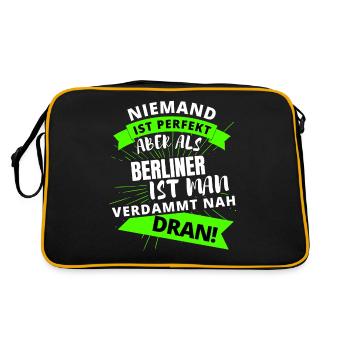 Berlin , Berliner , Hauptstadt, BERLIN Deutschland - Retro Tasche - Schwarz/Gold - Hinten