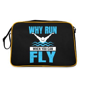 Schwimmtrainer Warum laufen, wenn Sie fliegen können - Retro Tasche - Schwarz/Gold - Hinten
