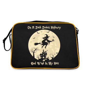 On A Dark Desert Highways Witch Riding Brooms - Retro Bag - black/gold - Back