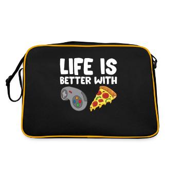 Funny Gaming Lover Life Is Better With Gaming - Retro Bag - black/gold - Back