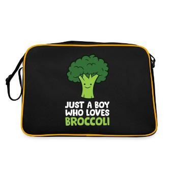 Cute Broccoli Just a Boy Who Loves Broccoli - Retro Bag - black/gold - Back
