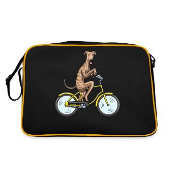 Galgo espanol Dog with Bike - Retro Bag - black/gold - Back