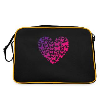 Herz aus Schmetterlingen - Retro Tasche - Schwarz/Gold - Hinten