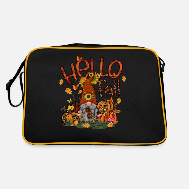 Hello Fall Gnome Thanksgiving Day Pumpkin Patch Retro Tasche