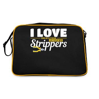 I love strippers | Funny electrician jokes - Retro Bag - black/gold - Back