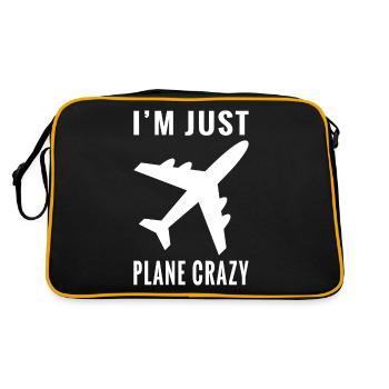 I'm Just Plane Crazy Airplane Pilot Aviation - Retro Tasche - Schwarz/Gold - Hinten