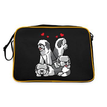 Old English Sheepdog Chien Bobtail - Sac Retro - noir/or - Dos