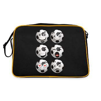 Fußball / Soccer Comic Gesichter - Retro Tasche - Schwarz/Gold - Hinten