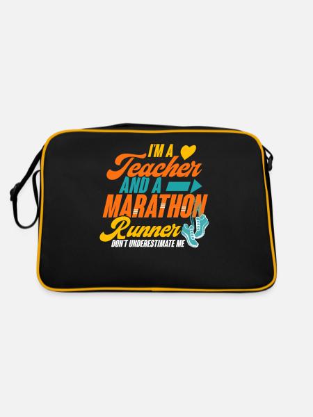 citations de coureurs Je suis un enseignant et un coureur de marathon - Sac Retro - noir/or - Dos