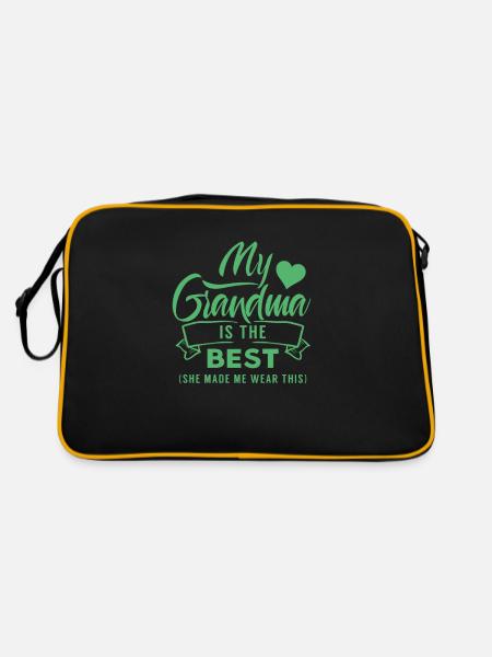 Meine Oma ist die Beste Großmama Großmutter Omi - Retro Tasche - Schwarz/Gold - Hinten