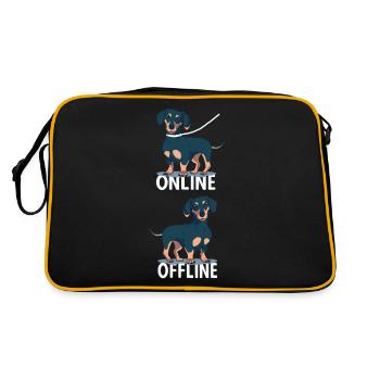 Dachshund with leash and funny dog saying - Retro Bag - black/gold - Back