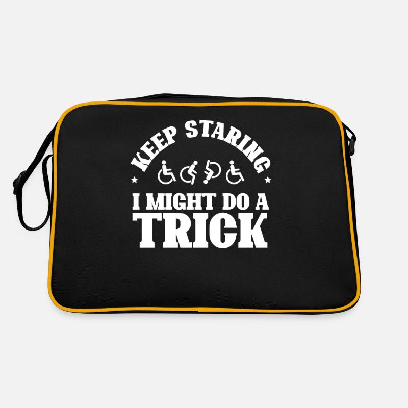 Handicapped Keep Staring I Might Do A Trick - Retro Bag - black/gold