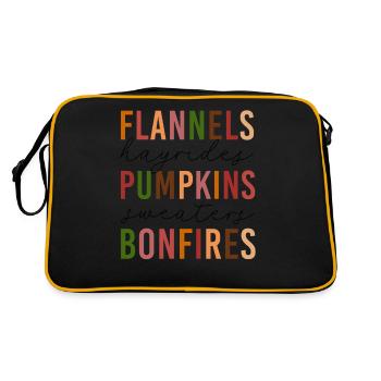 Flannels Hayrides Pumpkins Sweaters Bonfires - Retro Bag - black/gold - Back