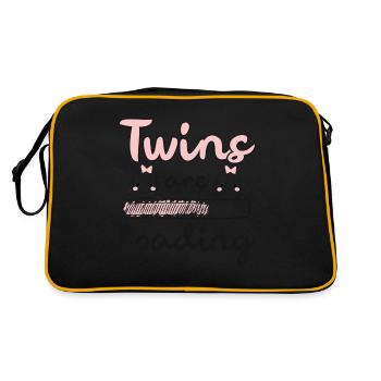 Geschenk werdene Mutter Zwillinge Twins loading - Retro Tasche - Schwarz/Gold - Hinten
