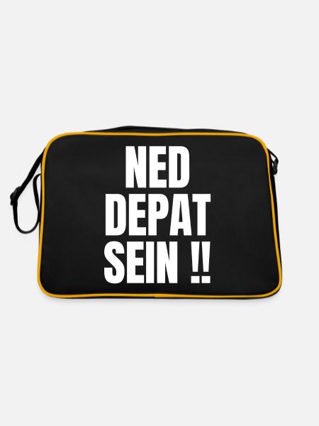 Österreich / Bayern Dialekt Sprüche / Mundart AUT - Retro Tasche - Schwarz/Gold - Hinten