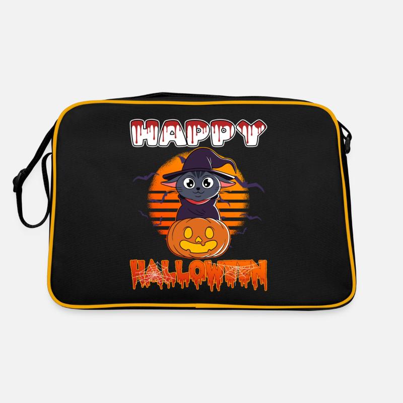 Halloween Creepy Cat Witch Pumpkin Retro Bag