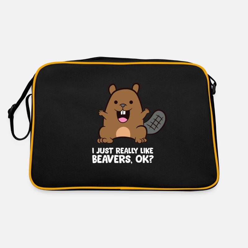 Beaver Lover I Just Really Like Beavers - Retro Bag - black/gold