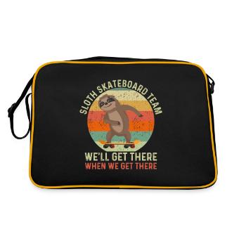 Sloth Skateboard Team, Funny Retro Sloth lover - Retro Bag - black/gold - Back