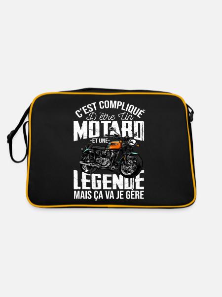 Motard De Légende Humour Homme Cadeau Moto - Sac Retro - noir/or - Dos