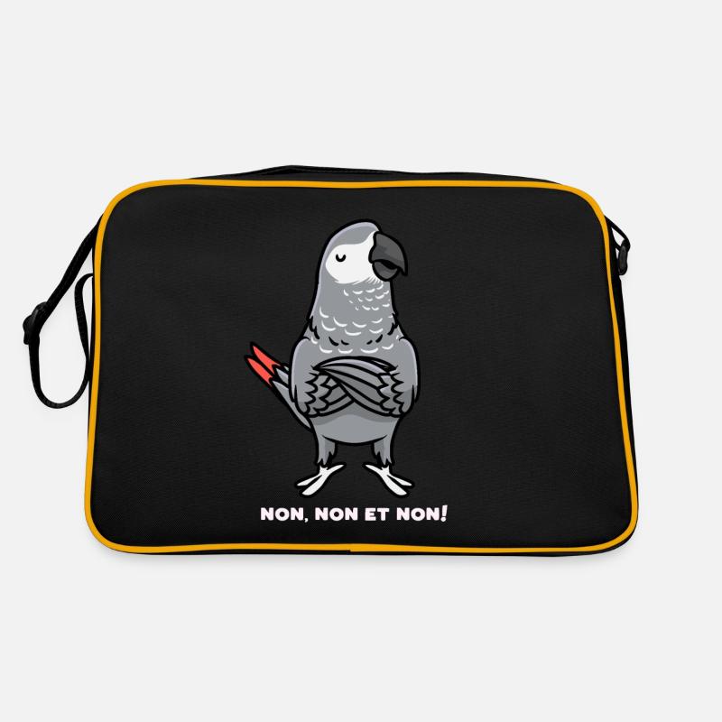 Perroquet jaco Humour Gris du Gabon - Sac Retro - noir/or