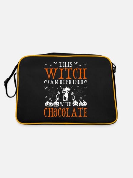 Halloween Cette sorcière peut être soudoyée avec du chocolat - Sac Retro - noir/or - Dos