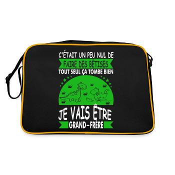 Futur Grand Frère Drôle Annonce Dinosaure Bêtises - Retro Tasche - Schwarz/Gold - Hinten