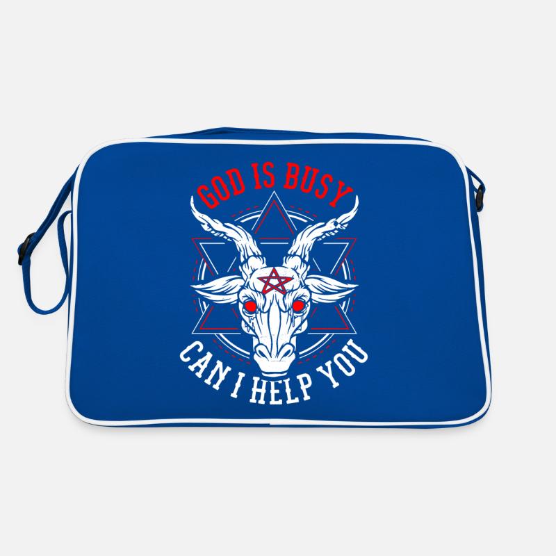 God Is Busy Can I Help You Devil Satanic Satan Retro Tasche
