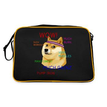 Fun Gym Doge Meme Workout Gainz - Retro Bag - black/gold - Back