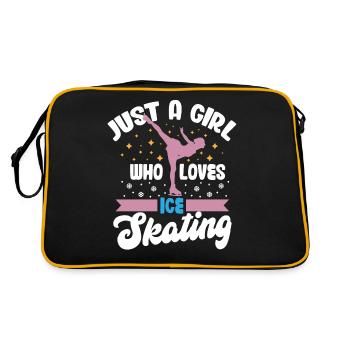 Just a Girl Who loves Ice Skating Eiskunstlauf - Retro Tasche - Schwarz/Gold - Hinten