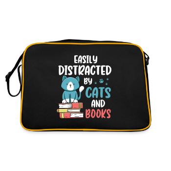 Easily Distracted By Cats and Books for Cat Book - Retro Tasche - Schwarz/Gold - Hinten