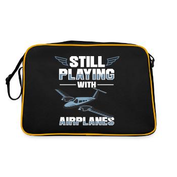 Flying Airplane Pilot Still Playing With Airplanes - Retro Bag - black/gold - Back