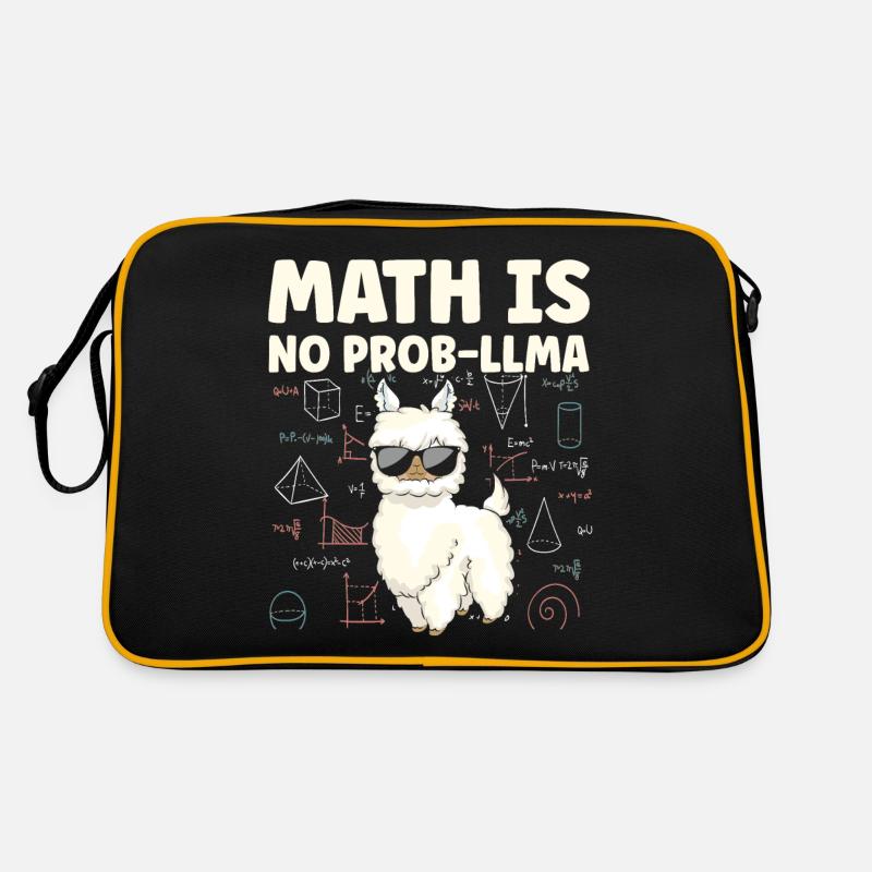 Mathe Is No Prob LLLMA Lama Mathematik - Retro Tasche - Schwarz/Gold
