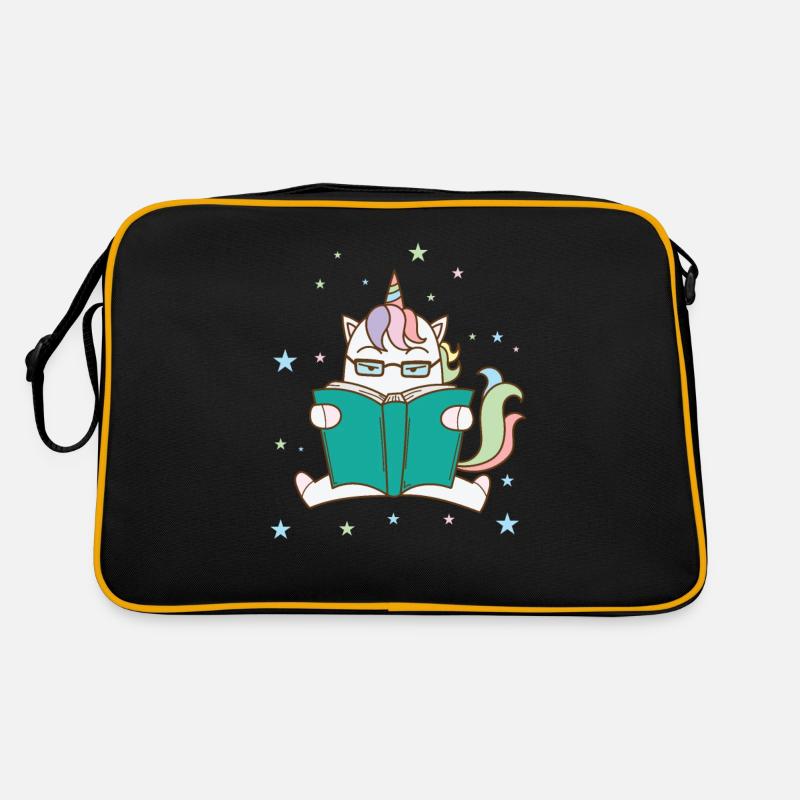 Fantasie Pferd Einhorn liest ein Buch Retro Tasche