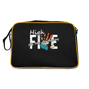 Hi Five Birthday Hi 5 Jahre Geburtstag Geschenk - Retro Tasche - Schwarz/Gold - Hinten