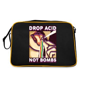 Drop Acid not Bombs - Retro LSD Psychedelic - Retro Tasche - Schwarz/Gold - Hinten